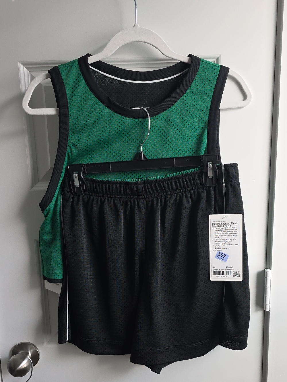 Lululemon Green & Black Double Layer Mesh Tank & Shorts Set Medium G239